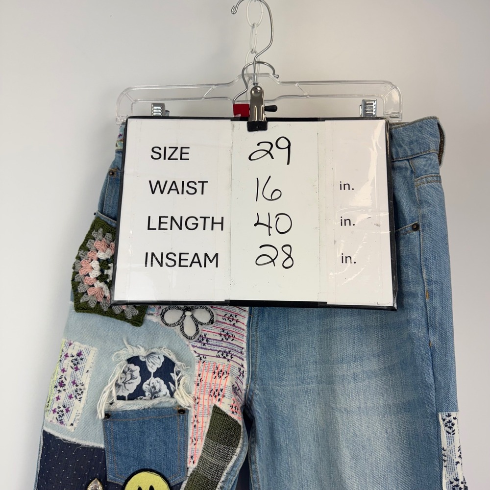 BDG Urban Outfitters Patchwork Flare Jeans Boho Y2K Size 29 - Picture 2 of 16